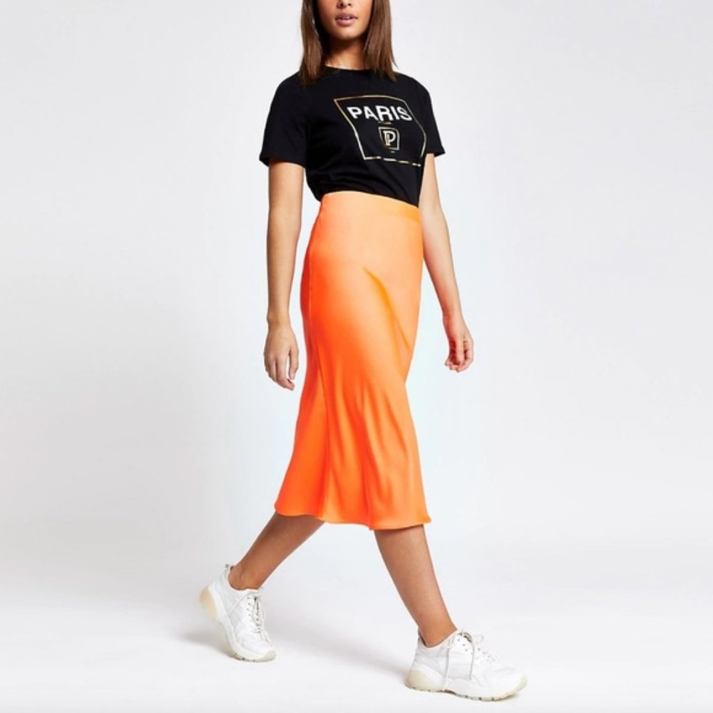 NWOT River Island Silky Bias Cut Midi Skirt